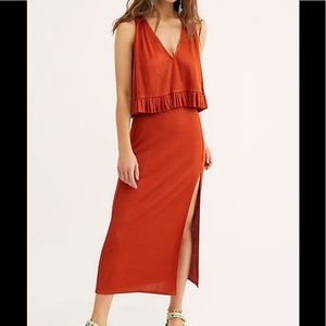 Free people no excuses smoked paprika skirt set